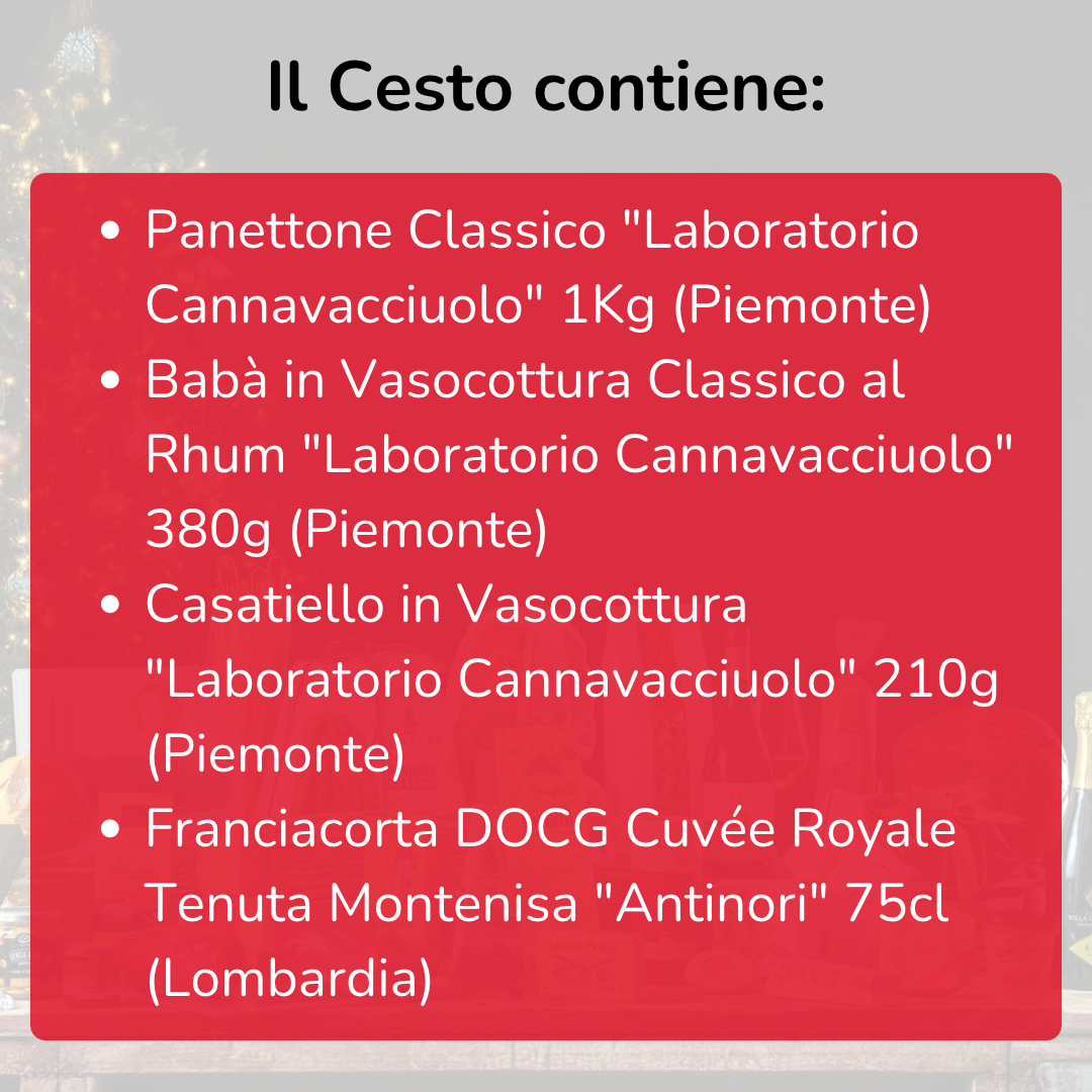 Cesto di Natale "Partenope" - Panettone, Babà e Casatiello Laboratorio Cannavacciuolo e Franciacorta Antinori