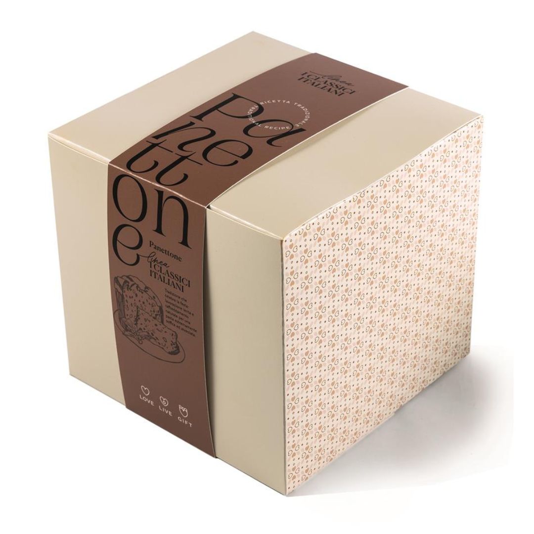 Panettone Tradizionale ricetta artigianale in astuccio "Love live Gift" con fascia 750g