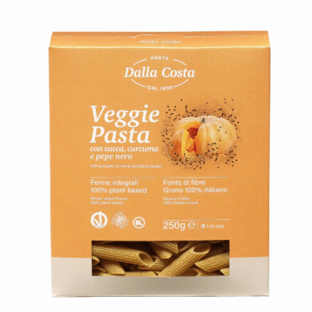 Penne Integrali Vegane con Zucca, Curcuma e Pepe Dalla Costa 250g