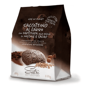 Saccottini al Farro con crema alla Nocciola e Cacao in Sacchetto 100% Plastic free Satri 150g