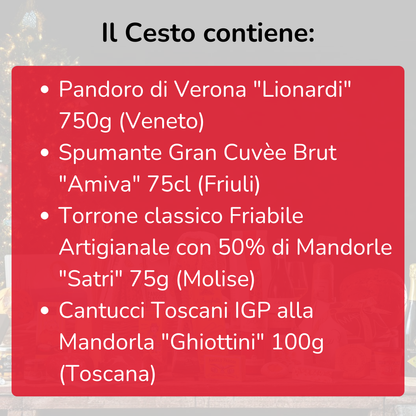 Cesto di Natale "Eleganza" - Pandoro, Spumante e Dolci
