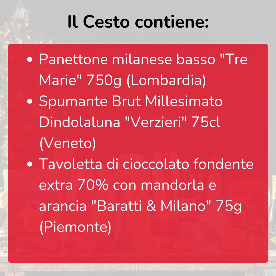Cesto di Natale "Senza Tempo" - Panettone, Spumante e Tavoletta