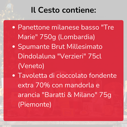 Cesto di Natale "Senza Tempo" - Panettone, Spumante e Tavoletta