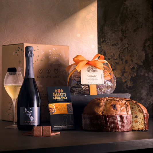 Cesto di Natale "Senza Tempo" - Panettone, Spumante e Tavoletta