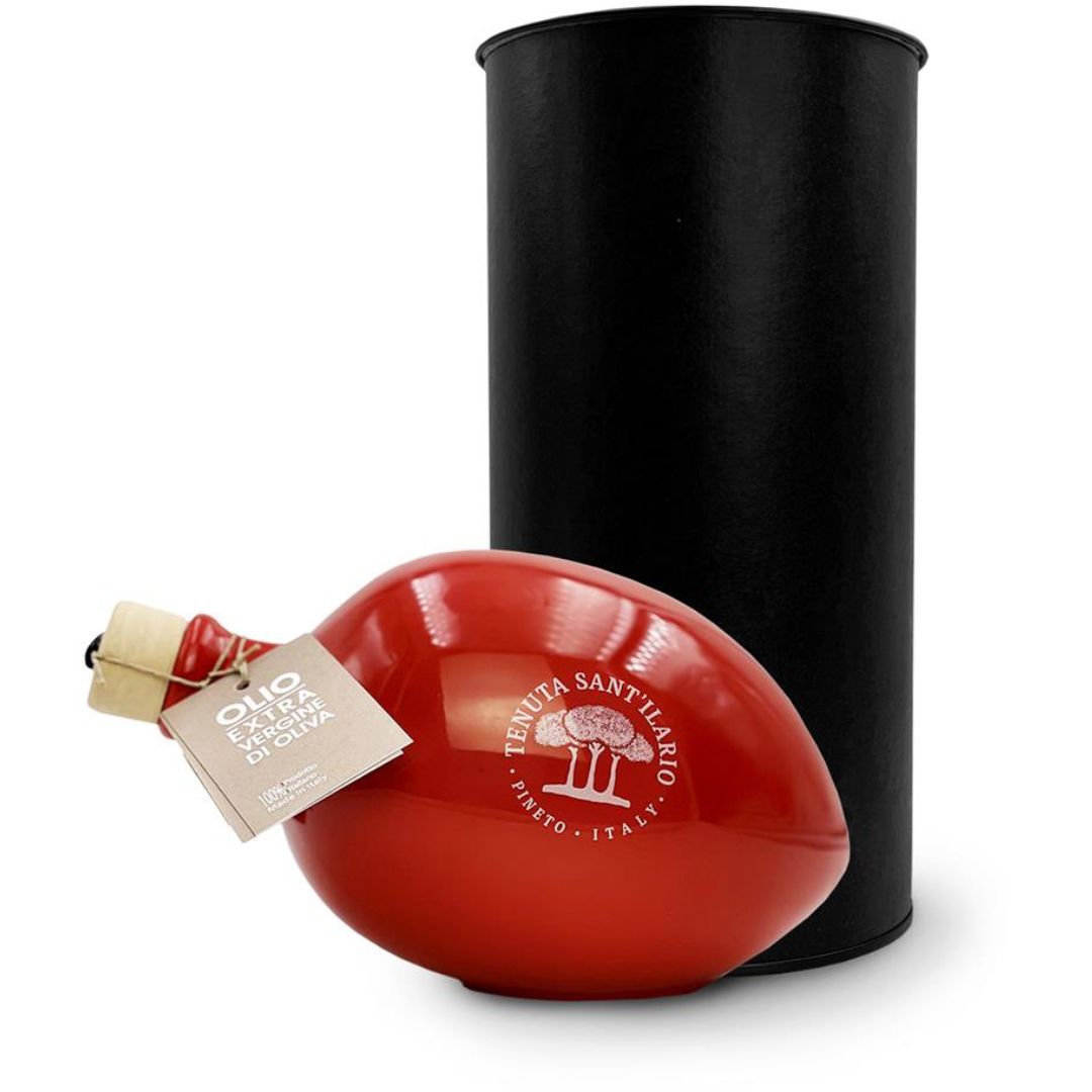Confezione "Oliva" - Olio E.V.O. di Categoria Superiore in Anfora Oliva Rossa con Tubo "Tenuta Sant'Ilario" 400ml