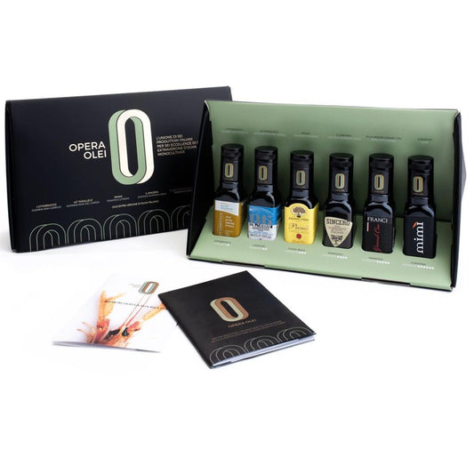 Cesto di Natale Olio "Opera Olei" - 6 bottiglie da 100ml di 6 Oleifici 100% italiano