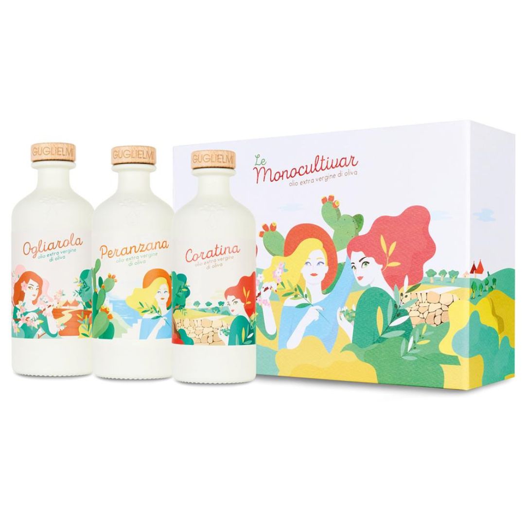 Cesto di Natale Olio "Taste Box" - Degustazione Le Monocultivar "Guglielmi" 3 Oli E.V.O. da 500ml