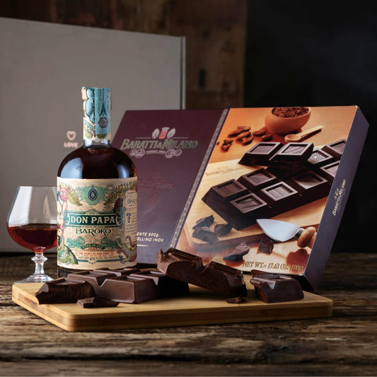 Cesto di Natale Distillati "Cioccorum" - cioccolato fondente e Rum Don Papa Baroko