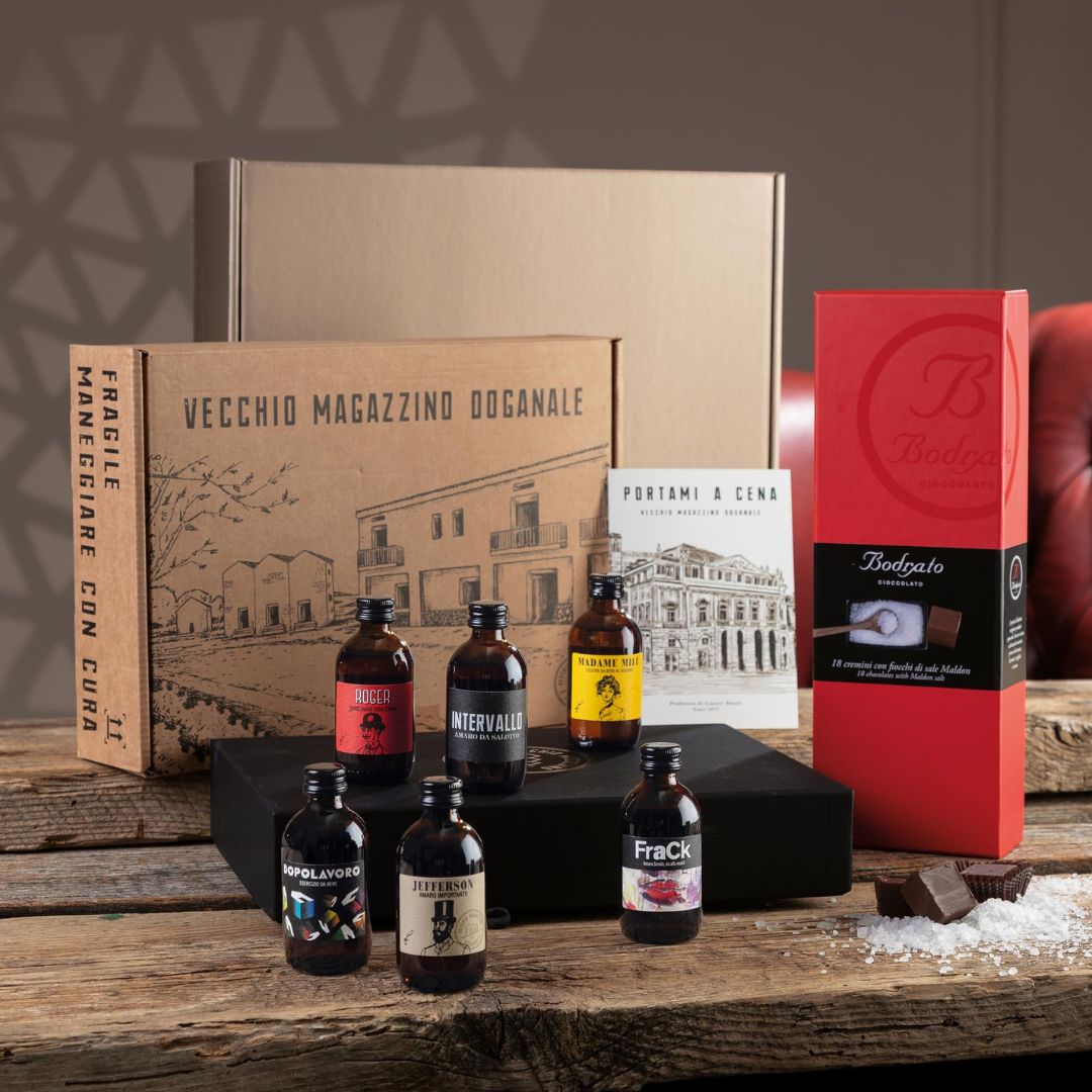 Cesto di Natale Distillati "Vecchio Magazzino" - 6 amari e cremini