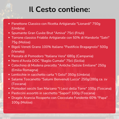 Cesto di Natale "Iconica" - 12 Prodotti enogastronomici Tipici Natalizi