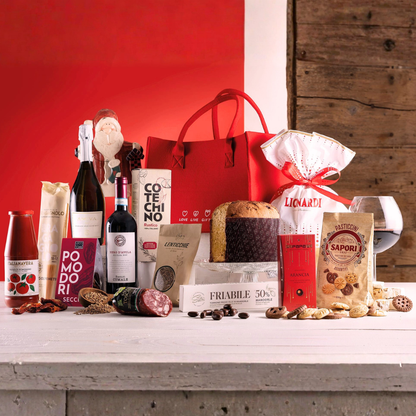 Cesto di Natale "Iconica" - 12 Prodotti enogastronomici Tipici Natalizi