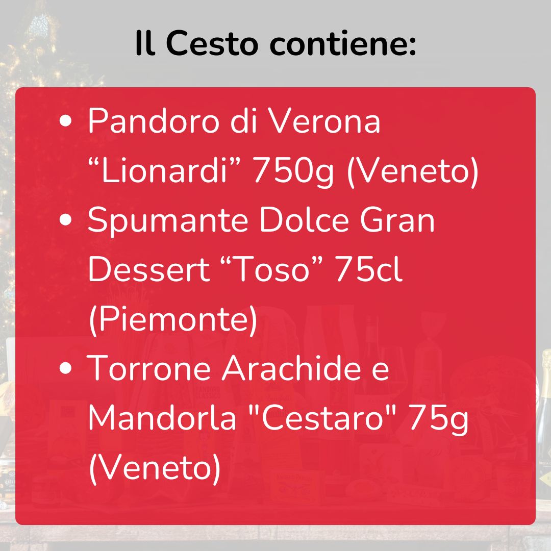 Cesto di Natale "Neve" - Pandoro, Spumante e Torrone