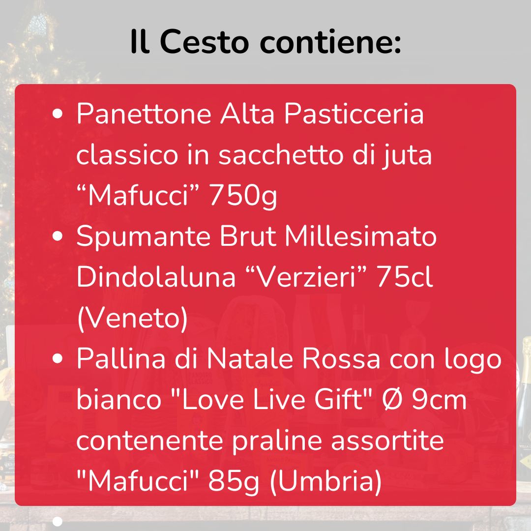 Cesto di Natale "Anima..." - Panettone, Spumante e Praline