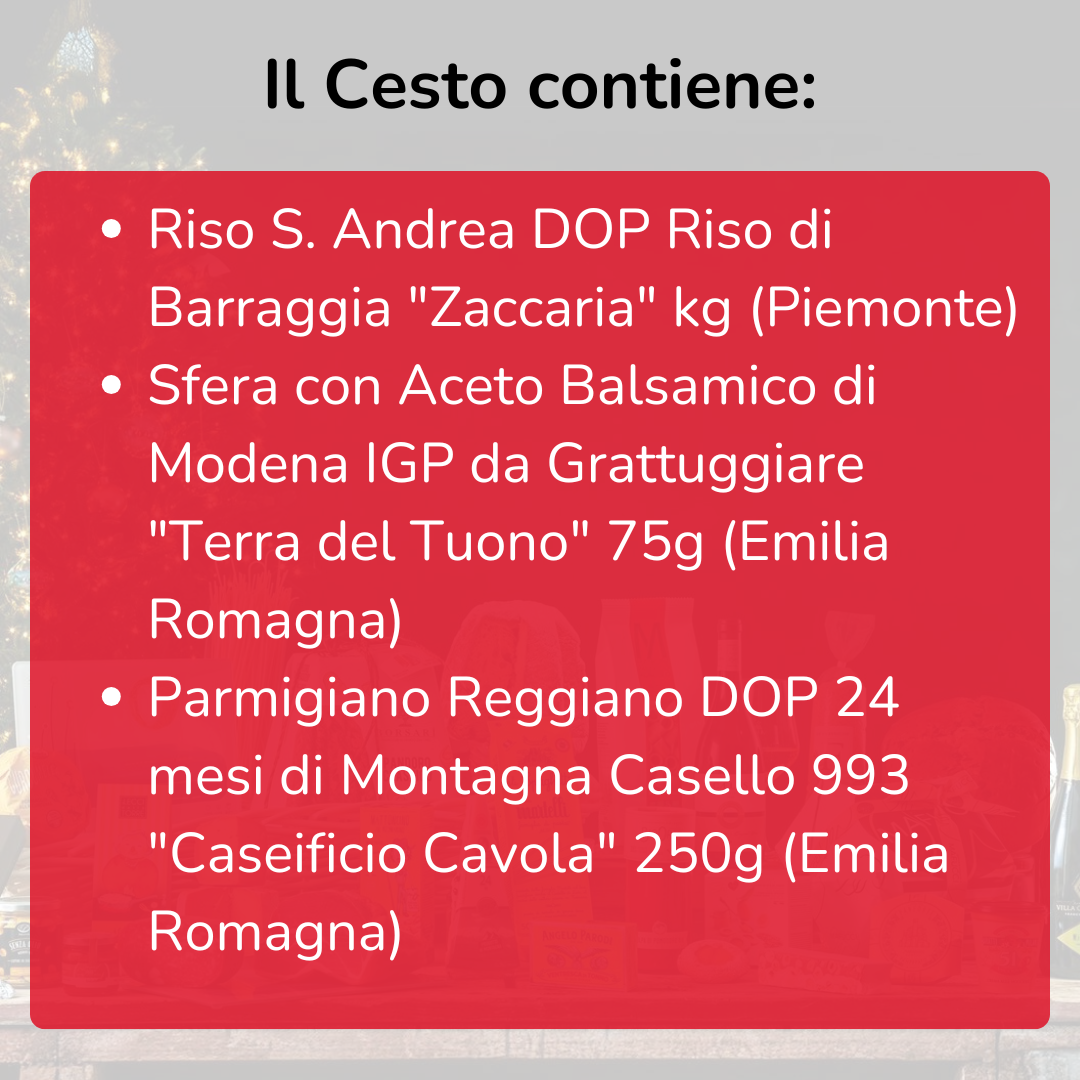 Cesto di Natale "Perla" - Risotto al Parmigiano con scaglie di Balsamico - Box ricetta