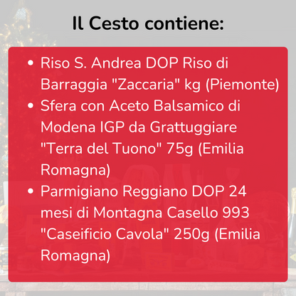 Cesto di Natale "Perla" - Risotto al Parmigiano con scaglie di Balsamico - Box ricetta