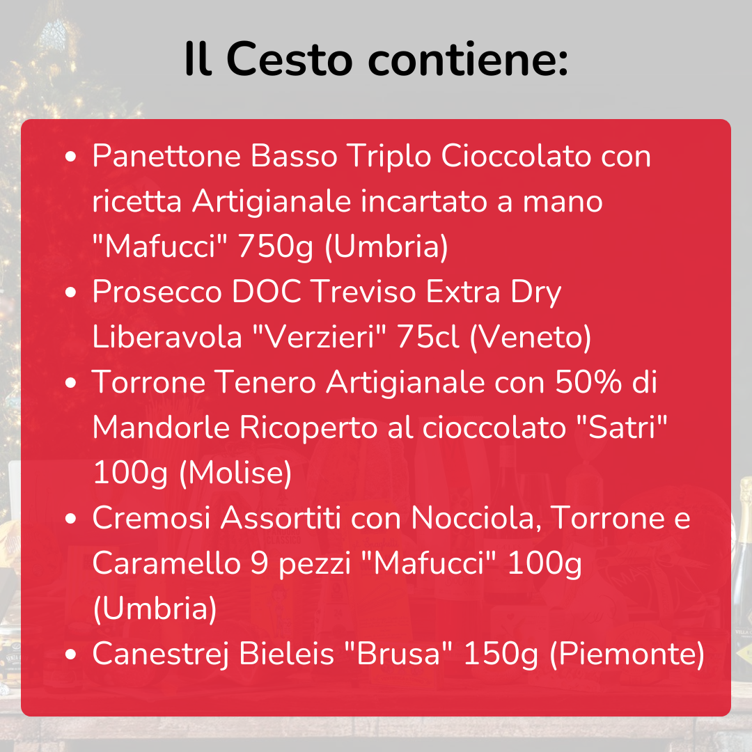 Cesto di Natale "Tiffany" - 5 Prodotti tipici Natalizi