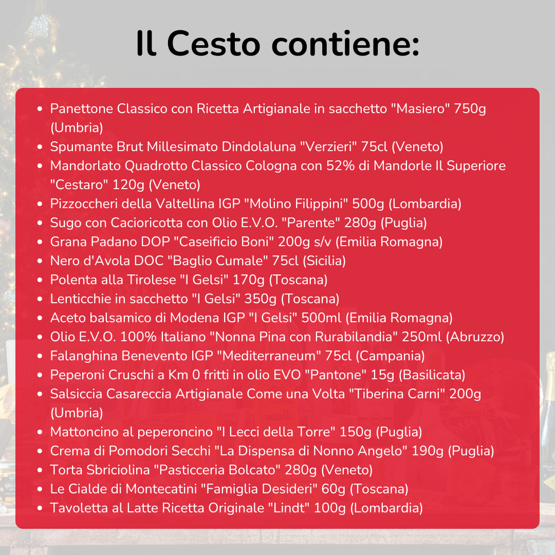 Cesto di Natale "Scrigno di Gusto" - 19 Prodotti Tipici