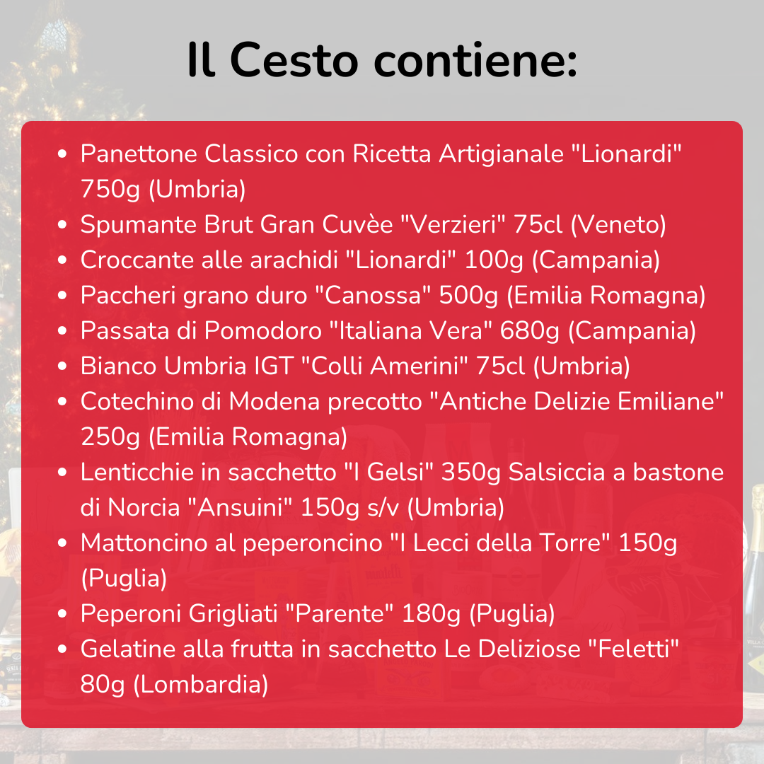 Cesto di Natale "Mezzanotte" - 11 Prodotti enogastronomici Tipici Natalizi