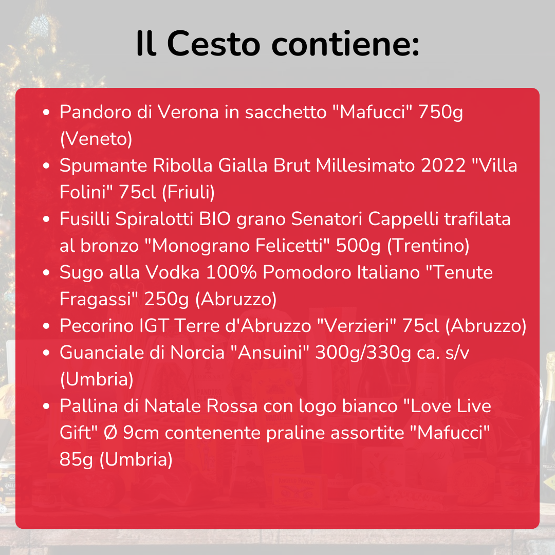 Cesto di Natale "Vintage" - 7 Prodotti enogastronomici tipici natalizi