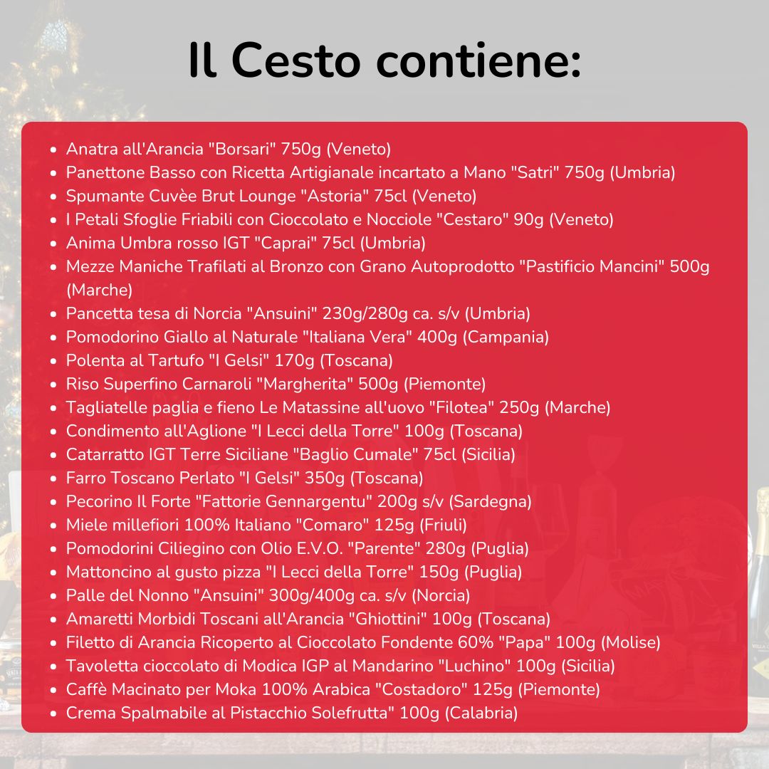 Cesto di Natale "Maestosa" - 24 prodotti enogastronomici tipici