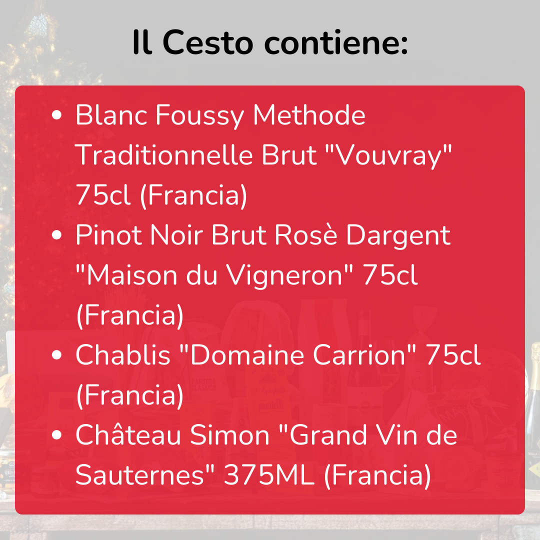 Cesto di Natale vini "Francesina" - 4 vini francesi