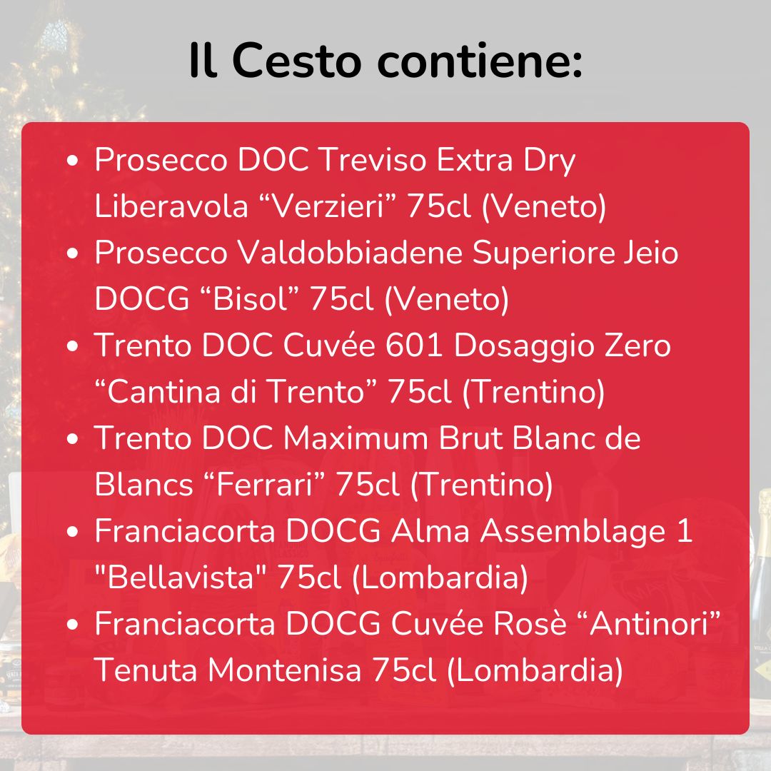 Cesto di Natale vini "Perlage" - 6 bottiglie Bollicine