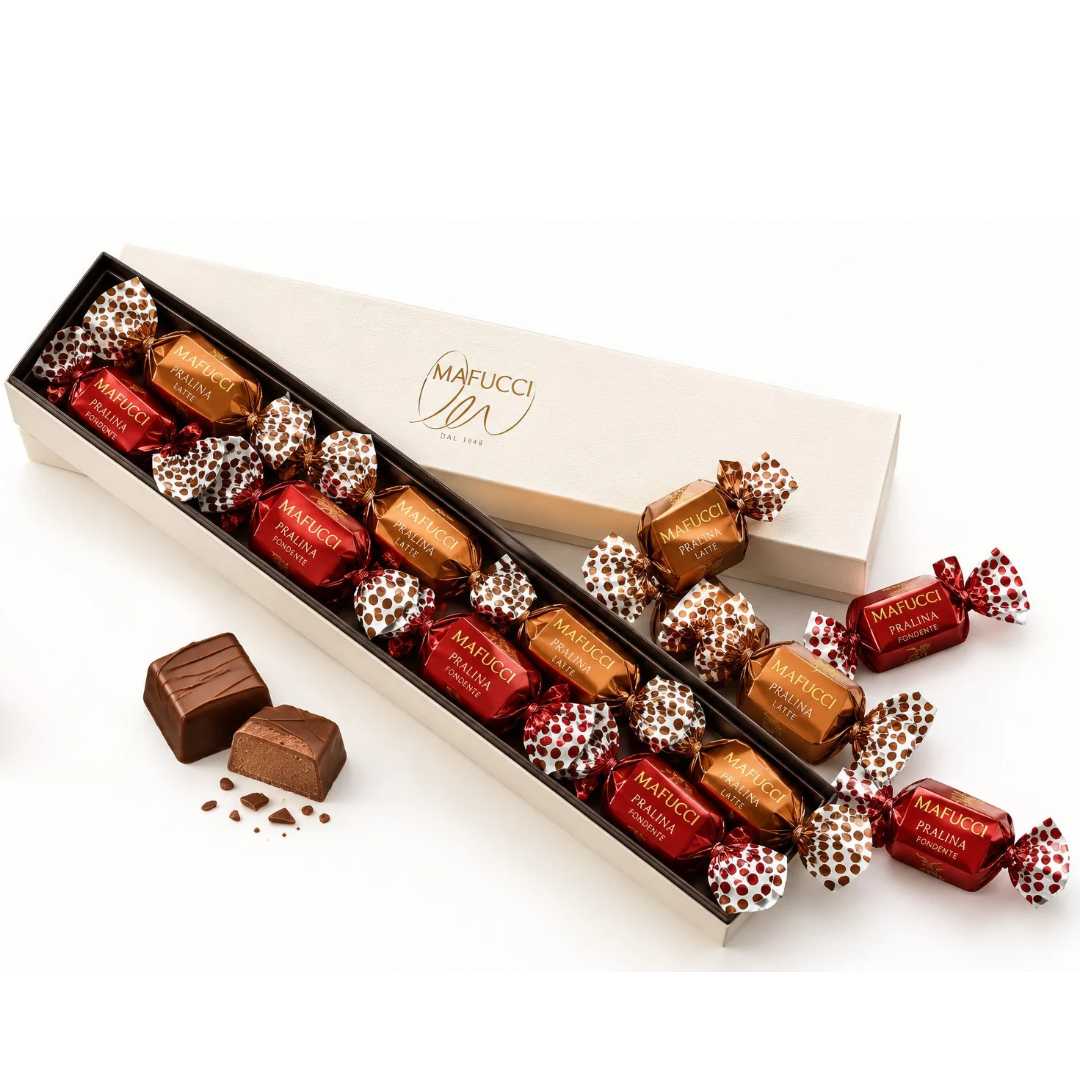 Quadrotti Assortiti Crema al Cappuccino e al Panettone  "Mafucci" 9pz 100g