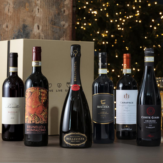 Cesto di Natale Vini "Luci della Ribalta" - 6 bottiglie rossi e bollicine