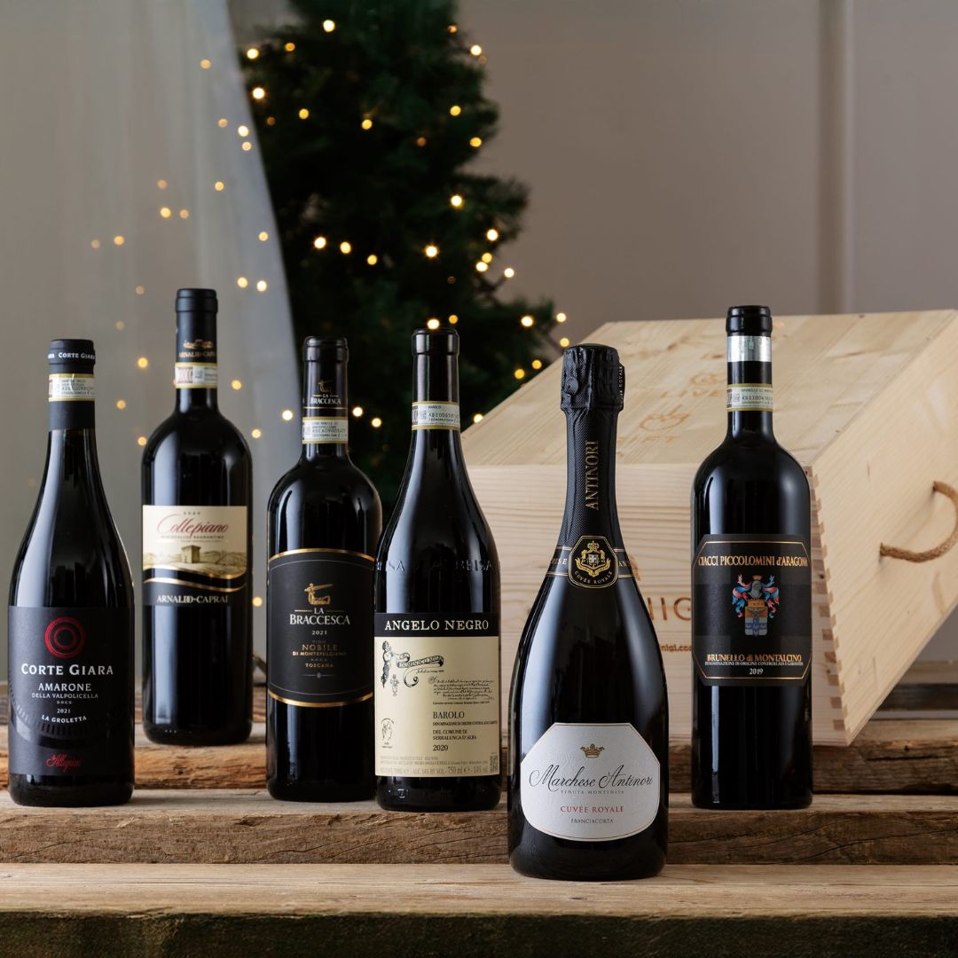 Cesto di Natale Vini "Luci della Ribalta" - 6 bottiglie rossi e bollicina