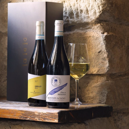 Cesto di Natale Vini Bio "Grotta" - Montepulciano d'Abruzzo DOC Duca Minimo Bio e Grillo Bio IGT "Molino a Vento"