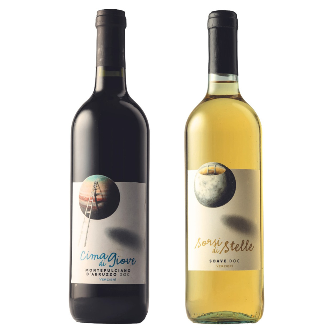 Cesto di Natale vini "Galassia" - Montepulciano d'Abruzzo DOC Cima di Giove e Soave DOC Sorsi di Stelle