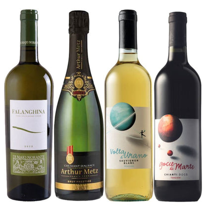 Cesto di Natale vini "Goccia" - 4 bottiglie bollicina, bianchi e rosso