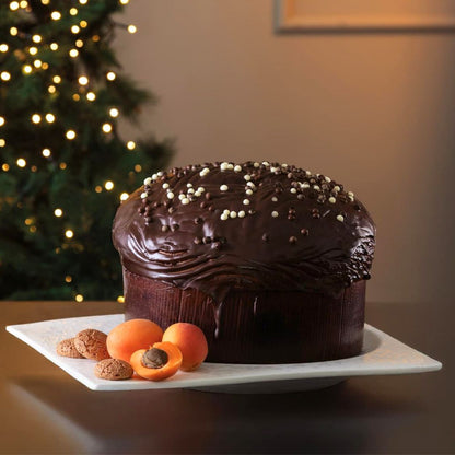 Panettone Artigianale con 72 ore di Lavorazione con Albicocca e Amaretto con glassa Fondente "Satri" 1kg in cofanetto