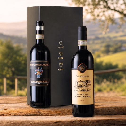 Weihnachtskorb mit „Araldo“-Weinen – 2 Flaschen Brunello di Montalcino DOCG