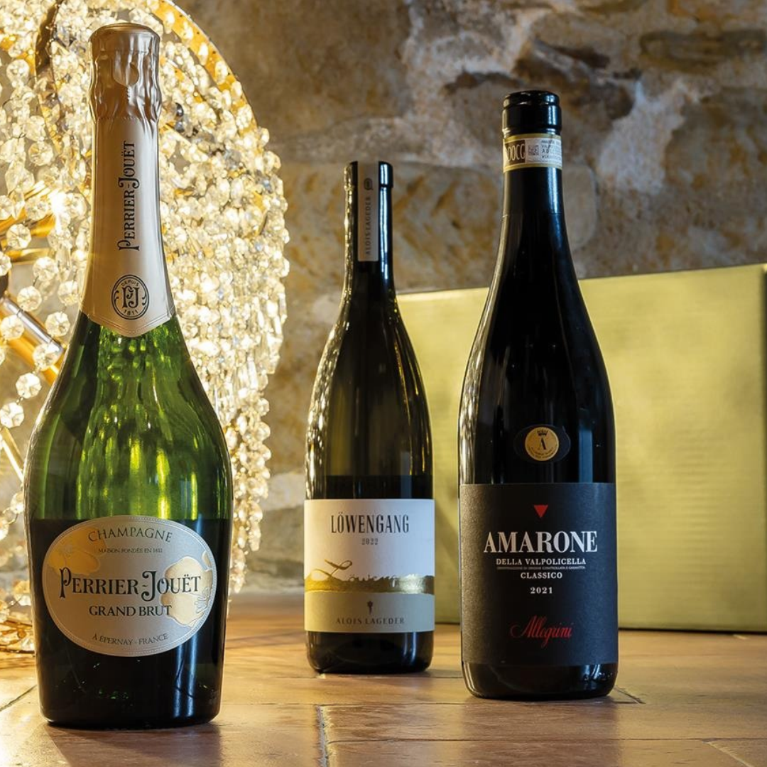 Cesto di Natale vini "Blasone" - 3 bottiglie Amarone, Chardonnay e Champagne