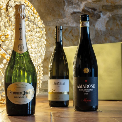 Cesto di Natale vini "Blasone" - 3 bottiglie Amarone, Chardonnay e Champagne