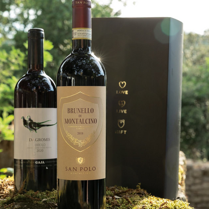 Christmas basket of "Christmas Holidays" wines - Barolo DOP and Brunello di Montalcino DOCG