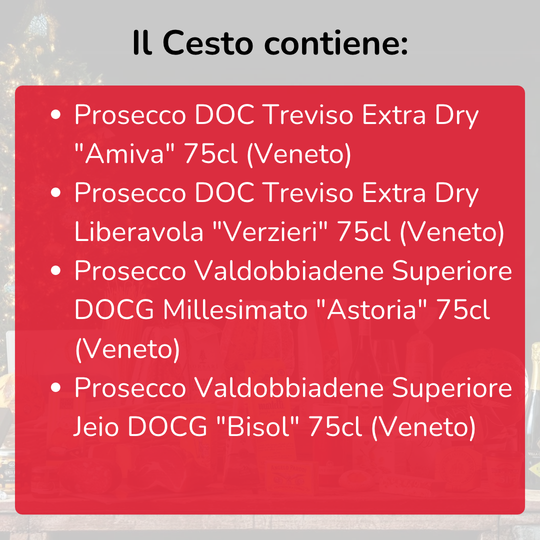 Cesto di Natale vini "Castellani" - 4 bottiglie Prosecco