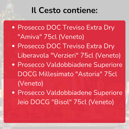 Cesto di Natale vini "Castellani" - 4 bottiglie Prosecco