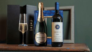 Cesto di Natale vini "Sassicaia & Champagne" - 2 bottiglie
