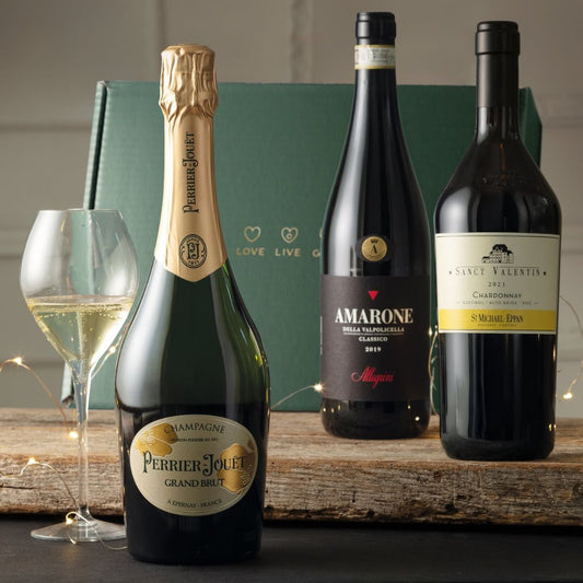 "Diamante" wine Christmas basket - 3 bottles of Amarone, Chardonnay and Champagne