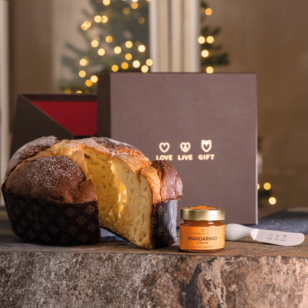 Pandorata Artigianale con 72 ore di lavorazione "Satri" 750g + Crema di Mandarino Sicilia 125g e "Spalmino"