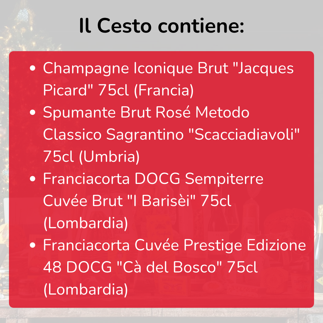 Cesto di Natale vini "Terrazza" - 4 bottiglie Bollicine