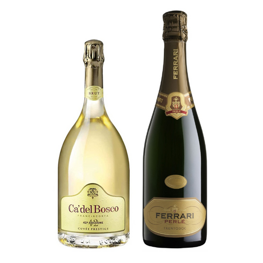Cesto di Natale vini "Silent Night" - Franciacorta Cuvée Prestige Edizione 47 DOCG "Cà del Bosco" e Trento Doc Perlé 2017 “Ferrari”