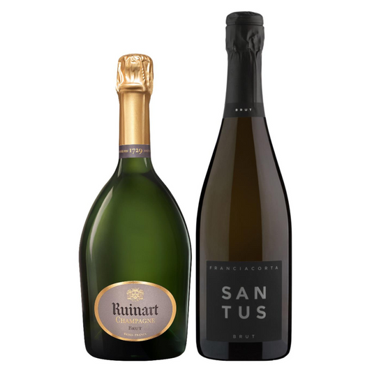 Cesto di Natale vini "Jingle Bells" - Champagne “R” de Ruinart e Franciacorta DOCG Brut Santus