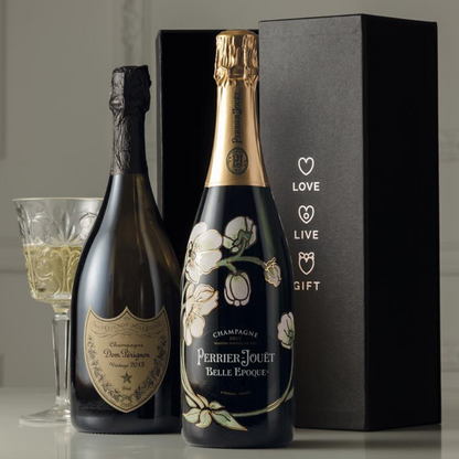 Cesto di Natale vini "Pérignon e Perrier" - Champagne Vintage “Dom Perignon” 2013 e Champagne Belle Epoque “Perrier-Jouet”