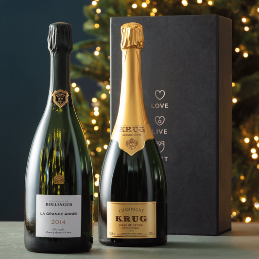 Christmas basket of "Bollinger and Krug" wines - Champagne La Grande Année “Bollinger” and Champagne Grande Cuvée 172ème Edition “Krug”