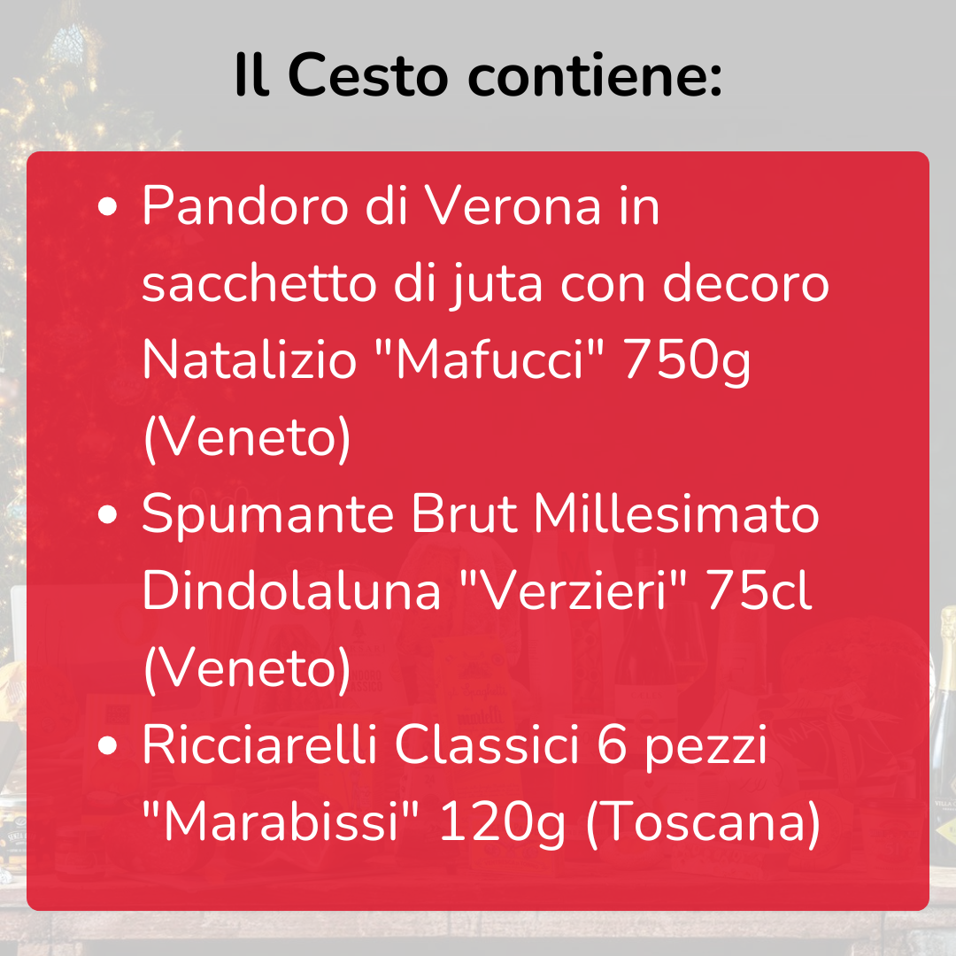 Cesto di Natale "Sinfonia" - Pandoro, Spumante e Ricciarelli