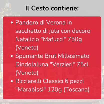 Cesto di Natale "Sinfonia" - Pandoro, Spumante e Ricciarelli