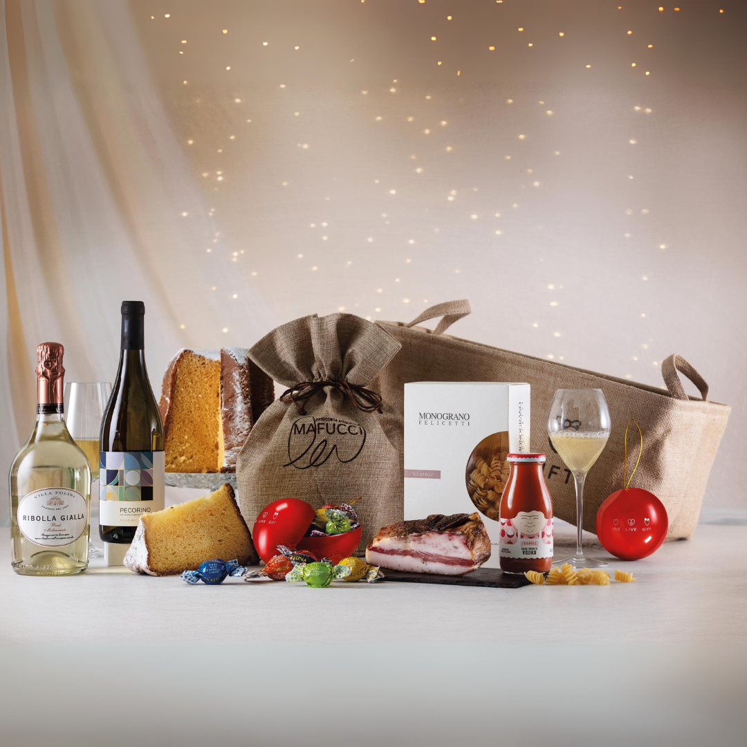 Cesto di Natale "Vintage" - 7 Prodotti enogastronomici tipici natalizi